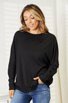 Seam-Detail Round Neck Long Sleeve Top