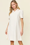 Texture Collared Neck Short Sleeve Dress